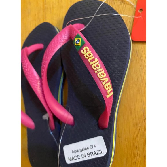 Havaianas Kids Navy & Pink Flip Flops Sz 10 - Picture 11 of 15